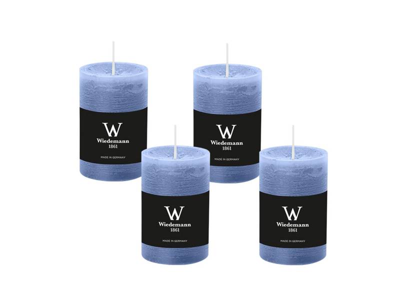 Wiedemann Kerzen Rustic-Kerze Rustik Marble Kerzen (durchgefärbt) Grau-Blau 130 x 78 mm, 4er Set von Wiedemann Kerzen