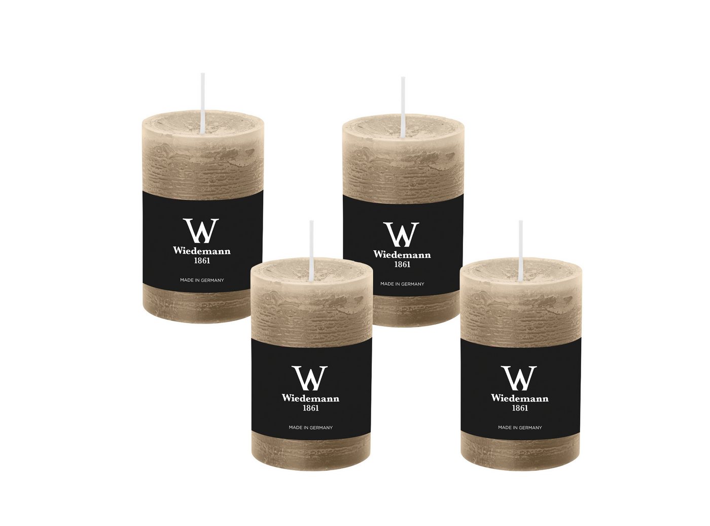 Wiedemann Kerzen Rustic-Kerze Rustik Marble Kerzen (durchgefärbt) Schlamm 140 x 100 mm, 4er Set von Wiedemann Kerzen