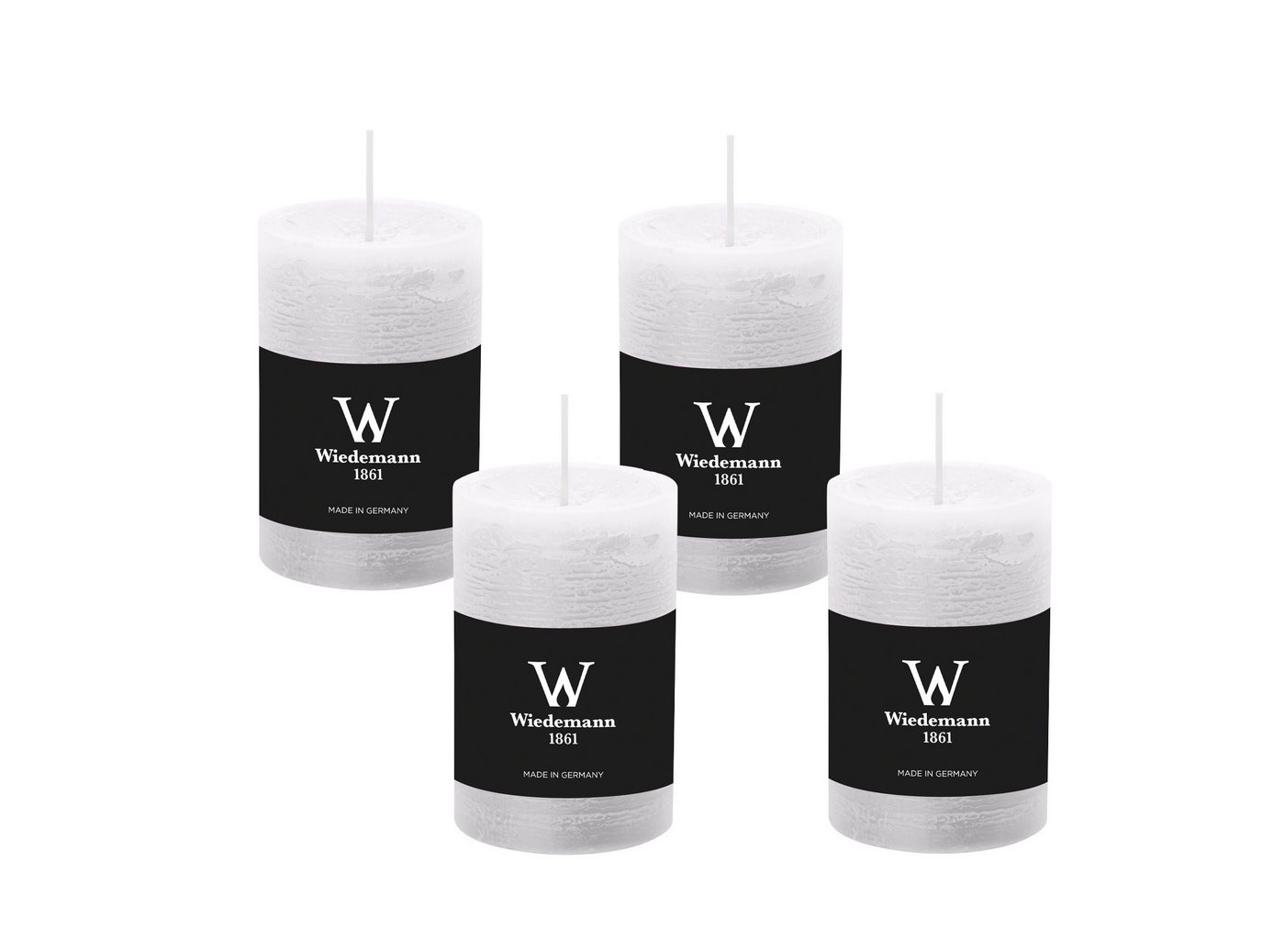 Wiedemann Kerzen Rustic-Kerze Rustik Marble Kerzen (durchgefärbt) Weiß 90 x 58 mm, 4er Set von Wiedemann Kerzen