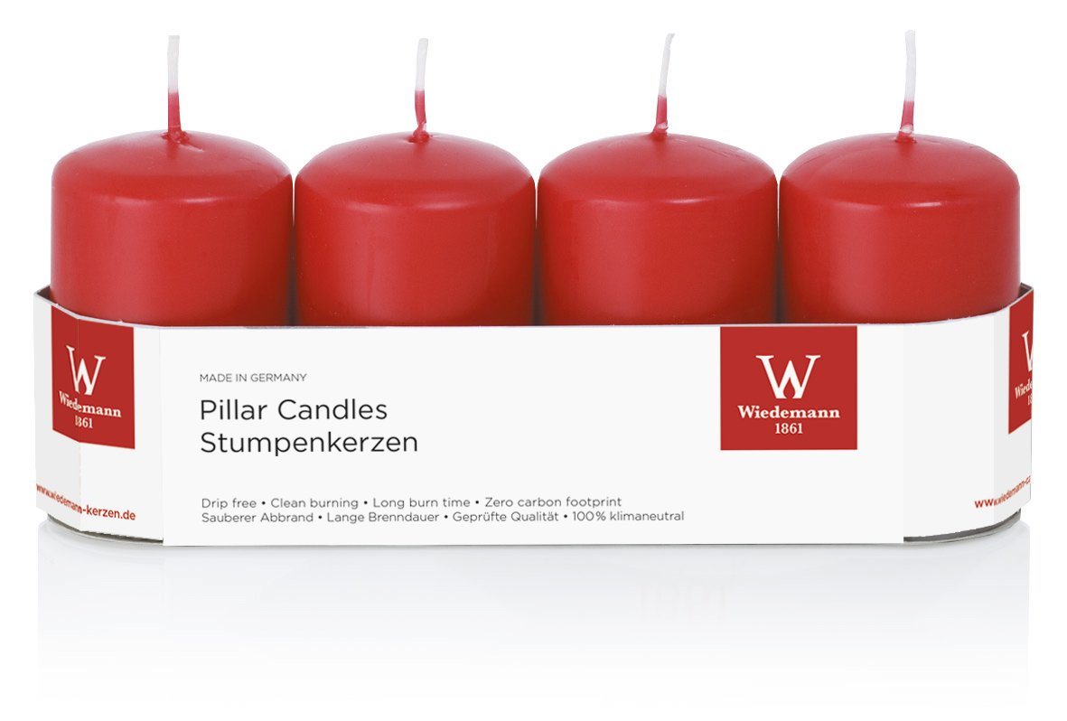 Wiedemann Kerzen Stumpenkerze 4er Set Stumpenkerzen Rot 80 x Ø 50 mm Wiedemann Kerzen Stumpenkerze 4er Set Stumpenkerzen Rot 80 x Ø 50 mm von Wiedemann Kerzen