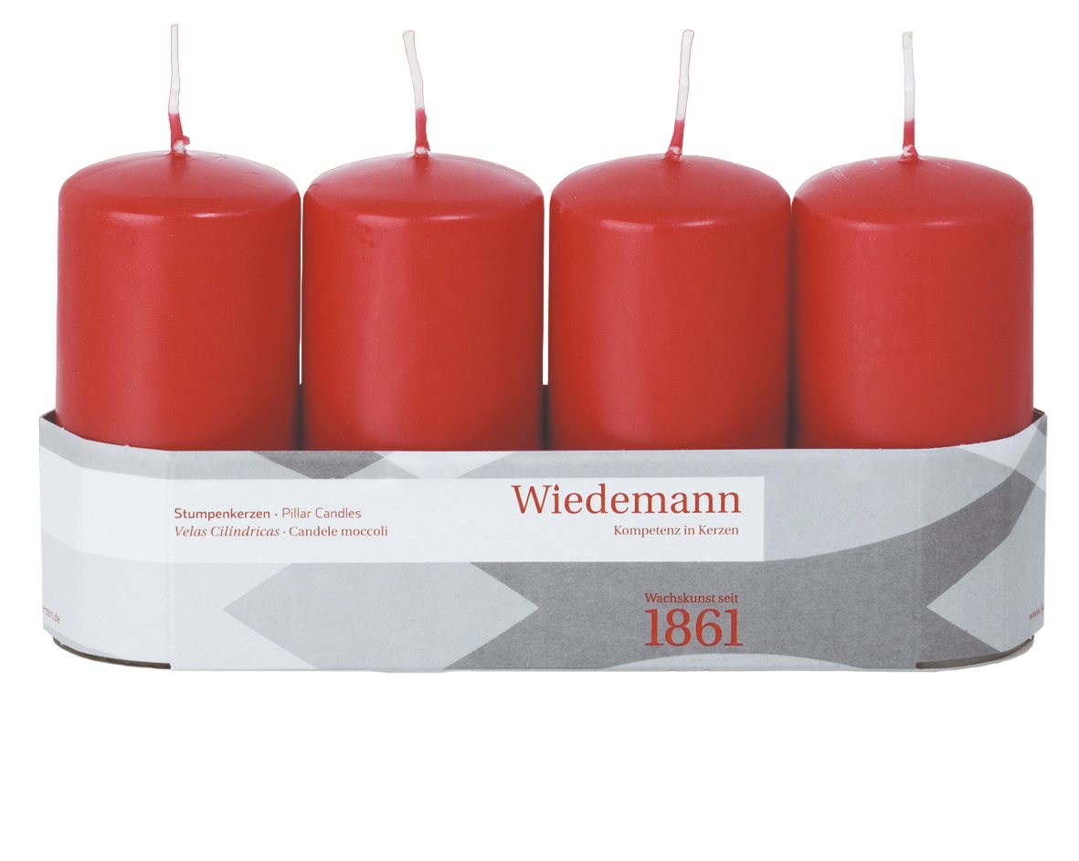 Wiedemann Kerzen Stumpenkerze Getauchte Flachkopf-, Stumpkerzen 100x50 mm (4er Pack), für Adventskränze von Wiedemann Kerzen