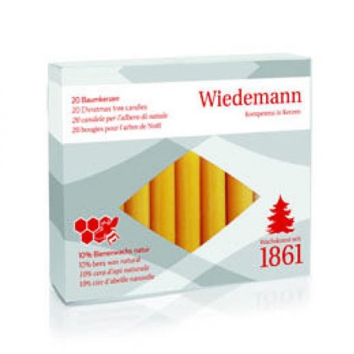 Baumkerzen 10 % Bienenwachs natur 98 x 13 mm, natur 1 Paket = 20 Stück von Wiedemann