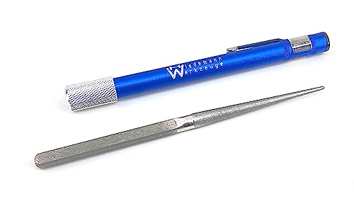 Diamantfeile Korn 325 konisch/rund und kleine Flachfeile im praktischen Wendegriff, ideal für Drechsler drechseln, Woodturner Woodturning von HW