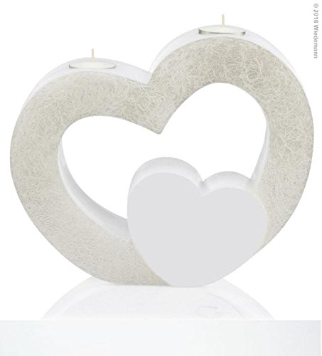 Formenkerze Doppelherz mit Teelichteinsatz Perlmutt, 205 x 245 mm, Weiß, Kerze zum Gestalten Einer Hochzeitskerze von Wiedemann
