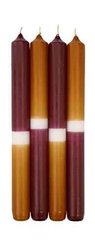 Leuchterkerzen Dip Dye Kerzen Bordeaux/Cognac, 250 x ∅ 23 mm, 4 Stück von Wiedemann