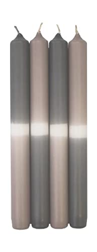 Leuchterkerzen Dip Dye Kerzen Grau/Silbergrau, 250 x ∅ 23 mm, 4 Stück von Wiedemann