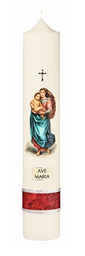Marienkerzen 40 x 7 cm Ave Maria, Maria mit Jesuskind von Wiedemann