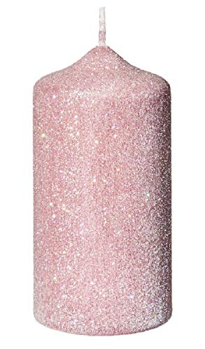 Wiedemann Glamour Glitter Stumpenkerzen Rosa, 150 x 70 mm, 4er Set von Wiedemann