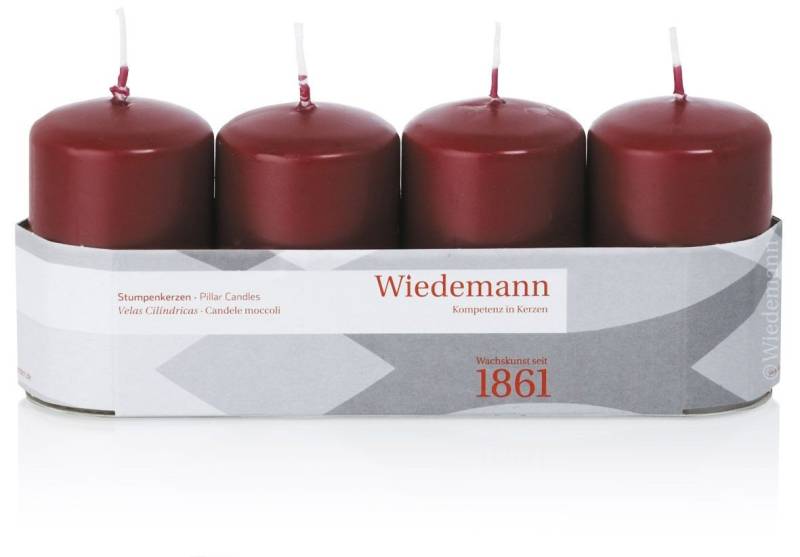 Wiedemann Stumpenkerze Wiedemann 218155.067 Stumpenkerze - 80 x 50 mm, 4 Stück, bordeaux von Wiedemann