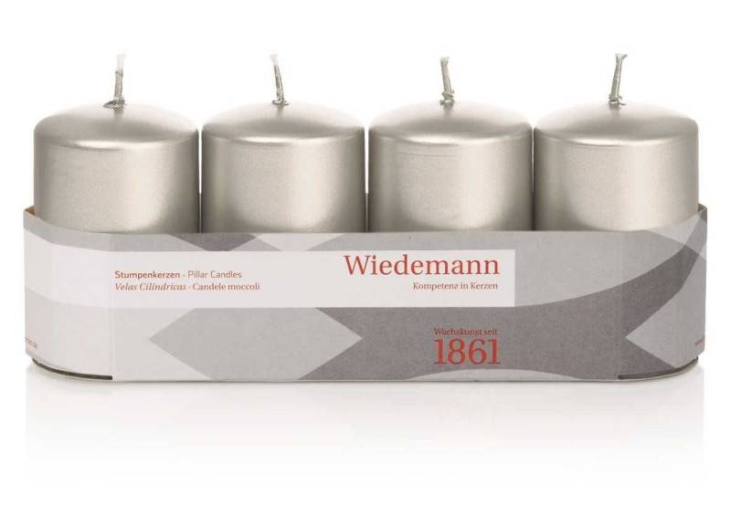 Wiedemann Stumpenkerze Wiedemann 218162.027 Stumpenkerze - 80 x 50 mm, 4 Stück, silber von Wiedemann