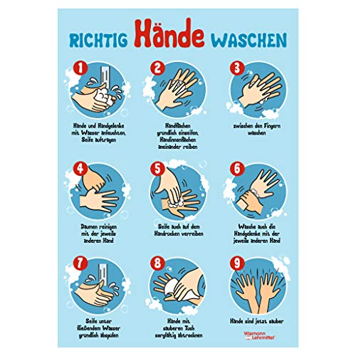 „Richtig Hände waschen“-Schild, A2-Plakat, Anleitung, 5 St. | Wiemann Lehrmittel von Wiemann Lehrmittel