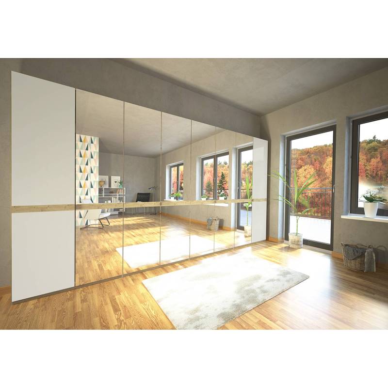 home24 Drehtürenschrank Barcelona VI 400 x 236cm Braun 6 Spiegeltüren von home24