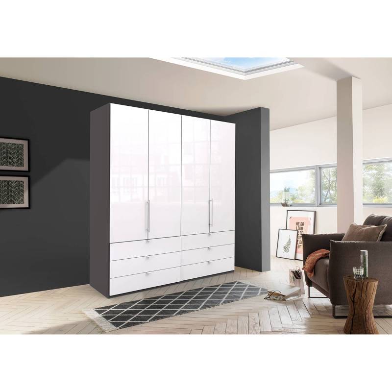 home24 Falttürenschrank II 200 x 216cm Braun/Havanna/Glas Weiß von home24
