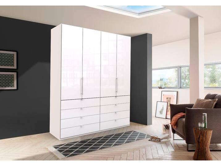 Falttürenschrank WIEMANN Loft, Kleiderschrank, Schrank, Wäscheschrank, mit Glasfront , beige (trüffeleichefarben, magnolie glas), B:250cm H:216cm T:58cm, Schränke, inkl. gepämpften Schubkästen und Türen, mit Panoramaöffnung von Wiemann