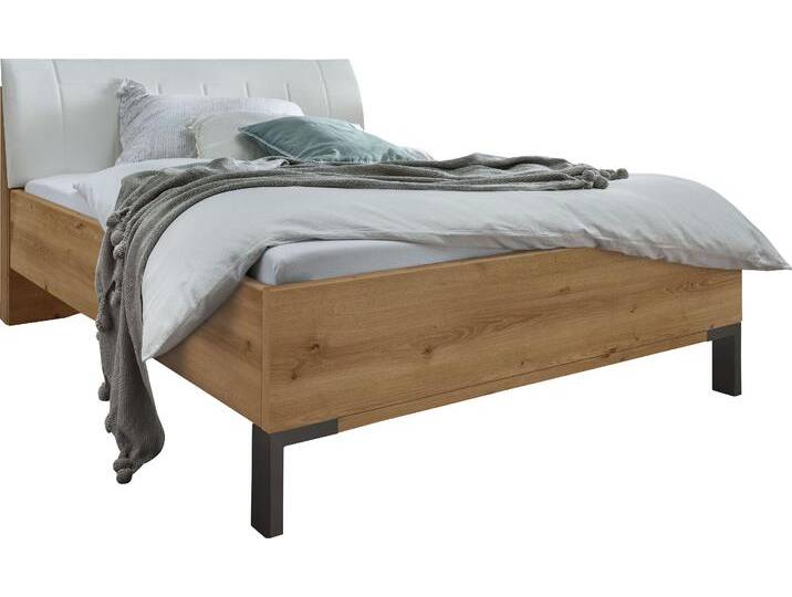 Futonbett WIEMANN Monaco, Bettgestell, Bettrahmen, komfortables Polsterkopfteil , braun (bianco, eiche, nachbildung, kunstleder champagner), B:99cm L:218cm, Betten, Polsterkopfteil aus Kunstleder, verschiedene Größen, in Komforthöhe von Wiemann