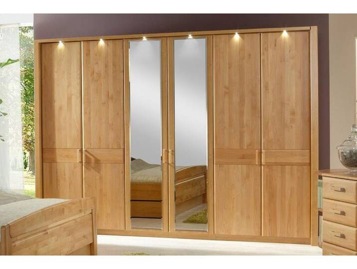 Kleiderschrank WIEMANN Lausanne, Drehtürenschrank, Schrank, Wäscheschrank, Erle teilmassiv , beige (natur), B:300cm H:216cm T:58cm, Holz teilmassiv, Schränke, Kleiderschrank Drehtürenschrank, Front aus Massivholz in Erle, langlebige Qualität, inkl. Türendämpfung von Wiemann