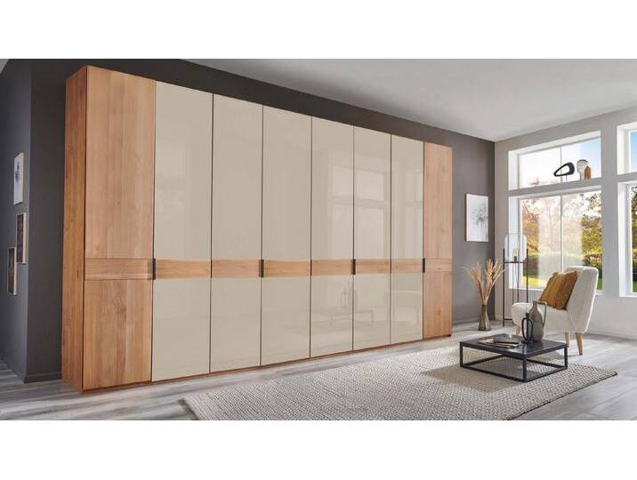 WIEMANN Drehtürenschrank Cardiff, Massivholztüren in Kombination mit Glas- oder Spiegeltüren (4 Breiten, 2 Höhen 216/236cm auswählbar) hochwertiges Design in langlebiger Qualität, viel Stauraum, braun von Wiemann