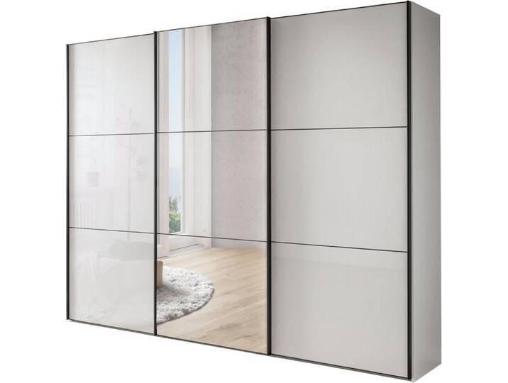 WIEMANN Schwebetürenschrank Phoenix, Made in Germany, modernes Design, Highlight, Blickfang (Viele Farbkombinationen, in 4 Breiten und in 2 Höhen erhältlich) maximaler Staurraum, inkl.Einlegeböden, Wäscheböden u. Dämpfer, weiß von Wiemann