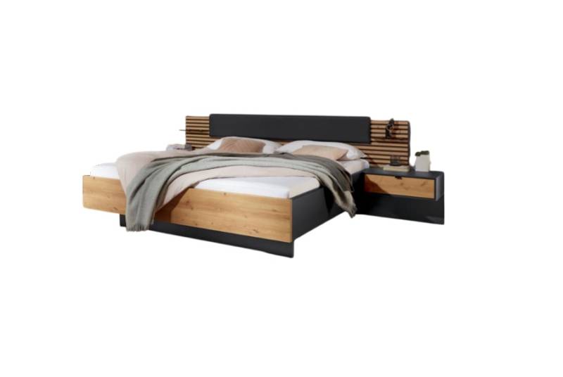Wiemann Bett MANHATTEN ca. 180x200cm in Graphit Dekor/Absatz Lamellen Eiche Nachbildung von Wiemann