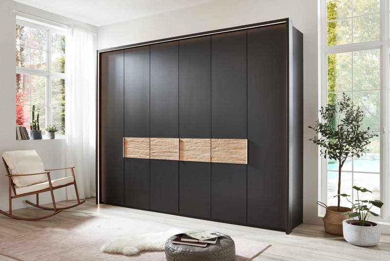 Wiemann Drehtürenschrank ACAPULCO ca. 300 cm in Graphit Dekor/Riffelholz massiv von Wiemann