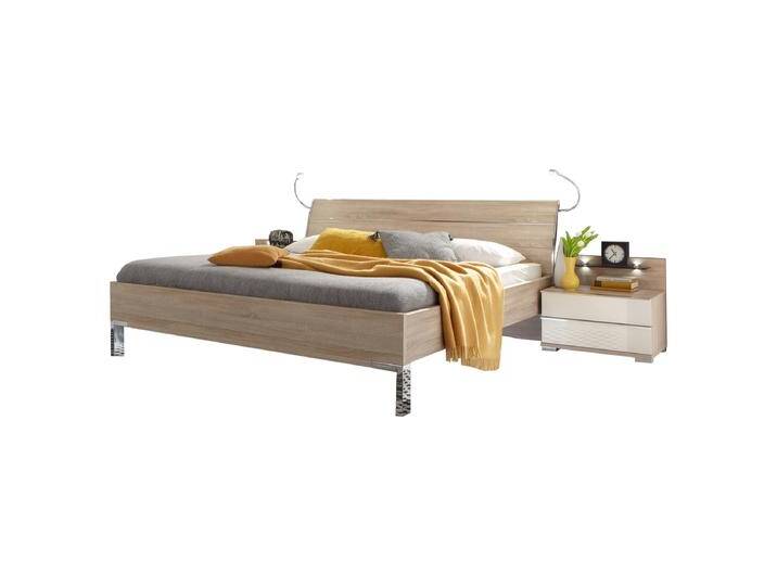 Wiemann Loft V.i.P. Bett mit Holz-Kopfteil mit Leisten in chrom Liegefläche wählbar optional mit Nachtschrank in Eiche sägerau-Nachbildung Wiemann Loft V.i.P. Bett mit Holz-Kopfteil mit Leisten in chrom Liegefläche wählbar optional mit Nachtschrank in Eiche sägerau-Nachbildung von Wiemann