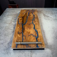 Serviertablett Servierplatte Buche Lichtenbergfiguren | Fraktal Burn Epoxy Dekotablett Gastro Aufschnittplatte Handmade Serviertablett Servierplatte Buche Lichtenbergfiguren | Fraktal Burn Epoxy Dekotablett Gastro Aufschnittplatte Handmade von WienerHolzdesign