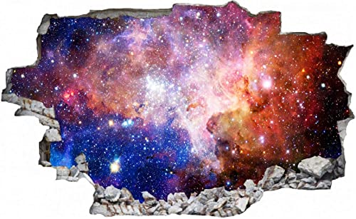 3D-Effekt Wandtattoo Aufkleber Durchbruch selbstklebendes Wandbild Wandsticker Stein Wanddurchbruch Wandaufkleber Tattoo,Galaxy,Größe 80x120cm von Wieoc