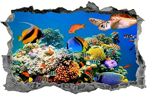 3D Wandtattoo Mauerloch Wandsticker Wandaufkleber Durchbruch selbstklebend Schlafzimmer Wohnzimmer Kinderzimmer - Fisch,Größe 75X113cm von Wieoc