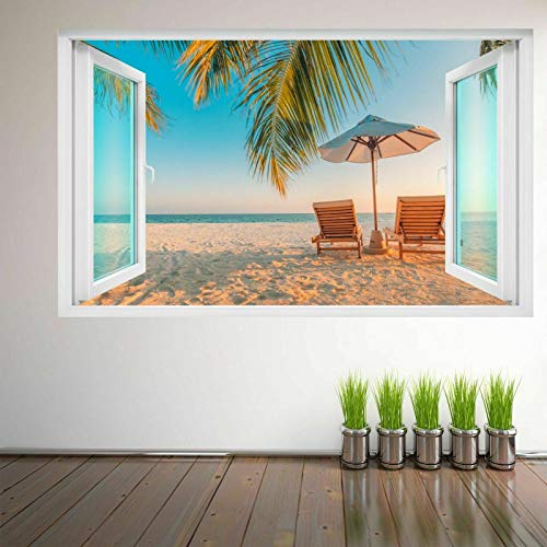 3D Wandtattoo Mauerloch Wandsticker Wandaufkleber Durchbruch selbstklebend Schlafzimmer Wohnzimmer Kinderzimmer - Strand,Größe 65x98cm von Wieoc