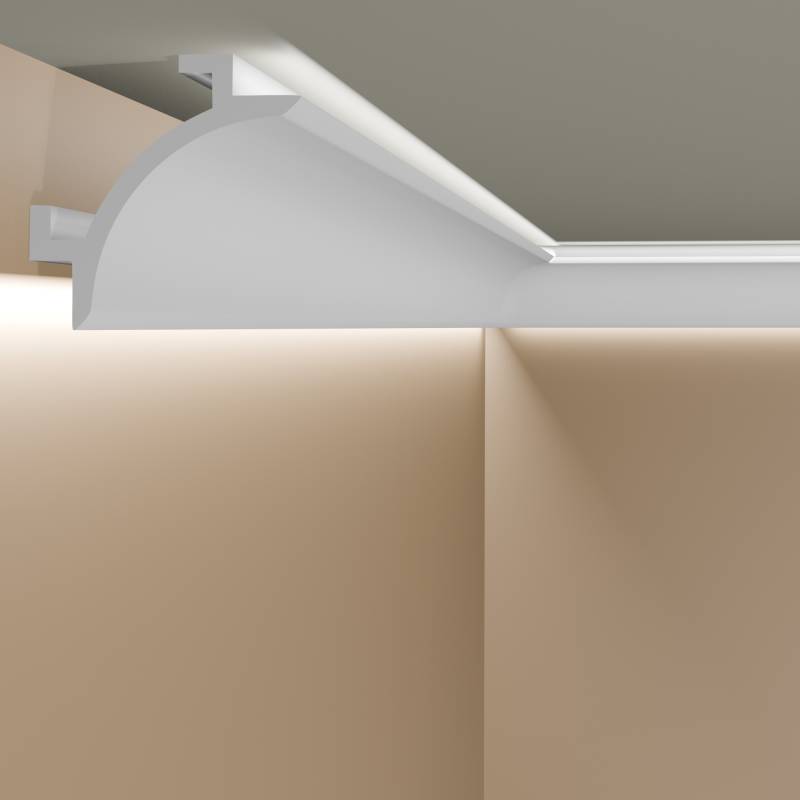 Auffallende Licht Stuckleiste "QL001" Polyurethan weiß (147 x 147 x 2000 mm) von Wiesemann