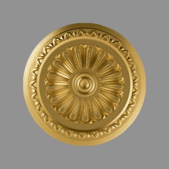 Moderne Rosette aus Polystyrol in goldfarbend (Ø 340 mm) von Wiesemann