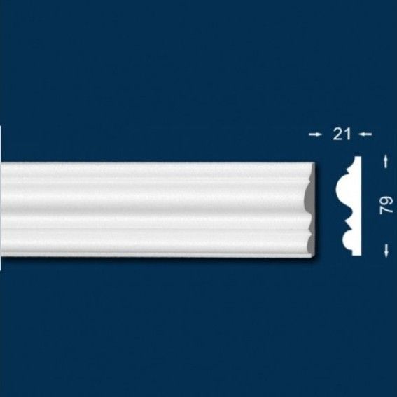 Moderne Zierleiste aus Polystyrol in weiß (21 x 79 x 2000 mm) von Wiesemann