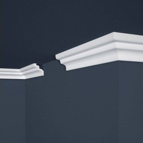 Stilvolle Stuckleiste aus Polystyrol in weiß (46 x 50 x 2000 mm) von Wiesemann