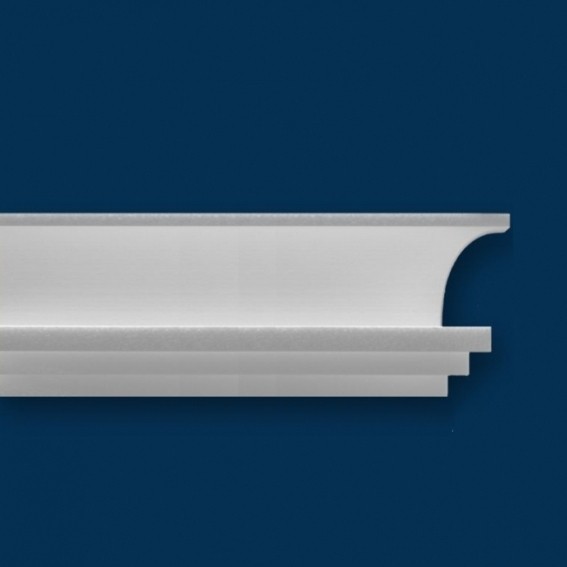 Stylische Licht Stuckleiste Polystyrol weiß (63 x 129 x 2000 mm) von Wiesemann