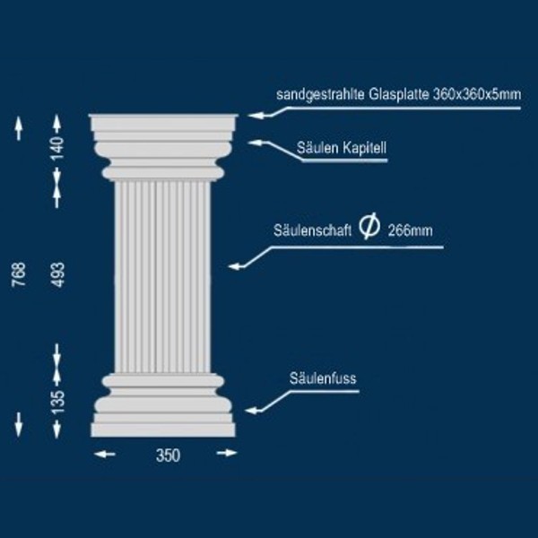 Wiesemann | Dekosäule "Lipari 266" | 360 x 768 mm | Stucksäule | Unbeschichtet | Unbeleuchtet von Wiesemann