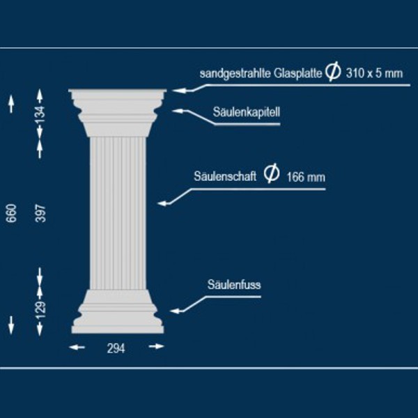 Wiesemann | Dekosäule "Rosarno 166" | 310 x 660 mm | Stucksäule | Unbeschichtet | Unbeleuchtet von Wiesemann