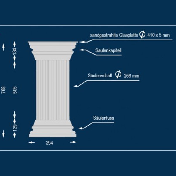 Wiesemann | Dekosäule "Rosarno 266" | 410 x 768 mm | Stucksäule | Unbeschichtet | Unbeleuchtet von Wiesemann