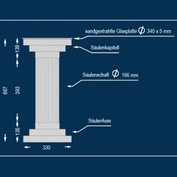 Wiesemann | Dekosäule "San Luca 166" | 340 x 667 mm | Stucksäule | Unbeschichtet | Unbeleuchtet von Wiesemann