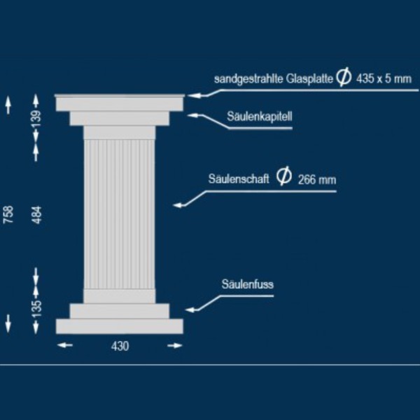 Wiesemann | Dekosäule "San Luca 266" | 435 x 758 mm | Stucksäule | Unbeschichtet | Unbeleuchtet von Wiesemann
