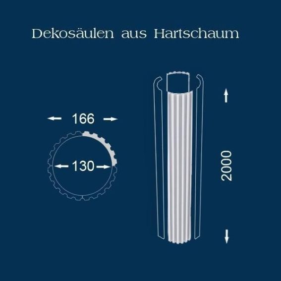 Wiesemann | Säulenschaft "SP1" | Polystyrol | 166 x 2000 mm | Säulenprofil | Dekosäule | kanneliert von Wiesemann