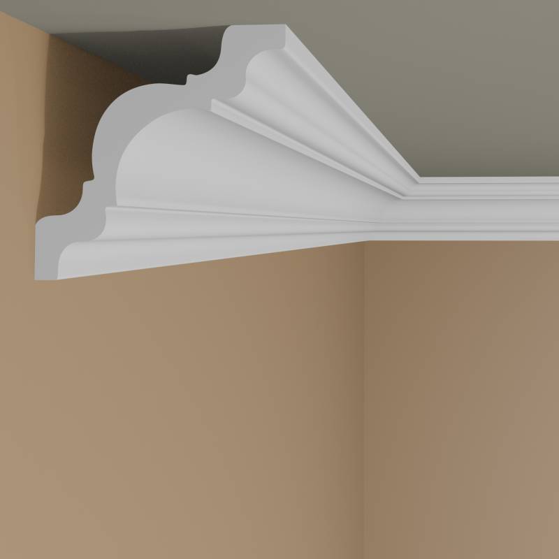 Wiesemann | Stuckleiste Baberi 09 | Polystyrol | 103 x 103 x 2000 mm | Deckenleiste | Weiß von Wiesemann