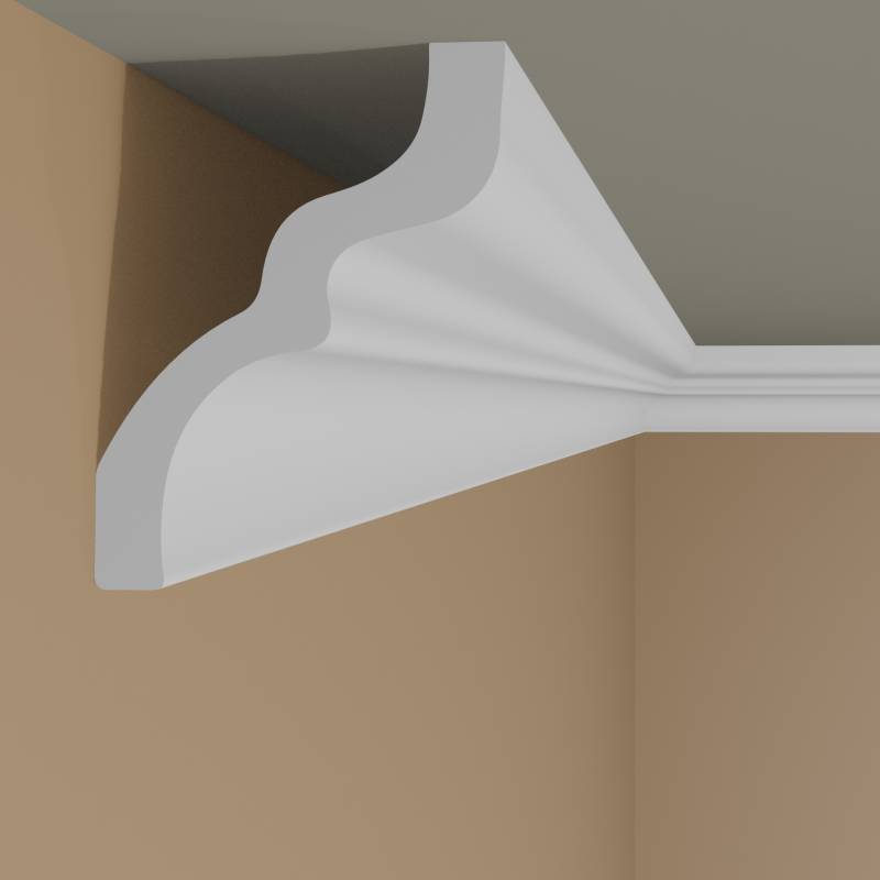 Wiesemann | Stuckleiste Eindhoven 06 | Polystyrol | 61 x 76 x 2000 mm | Deckenleiste | Weiß von Wiesemann