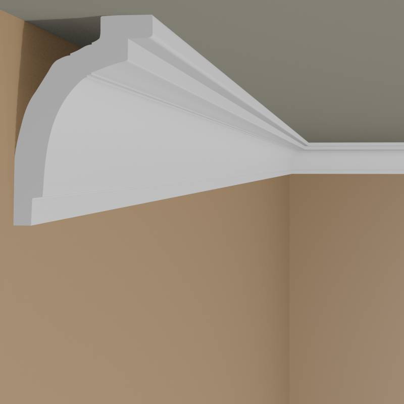 Wiesemann | Stuckleiste Perano 10 | Polystyrol | 55 x 68 x 2000 mm | Deckenleiste | Weiß von Wiesemann