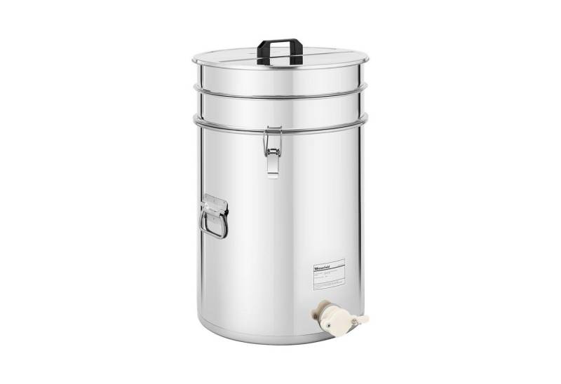 Wiesenfield Aufbewahrungssystem Honigeimer Honig-Abfülleimer mit Sieb, Deckel und Quetschhahn, Edelstahl, verschiedene Größen von Wiesenfield