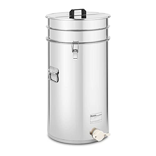 Wiesenfield WIE-HT-100 Honigeimer 100 L mit Sieb, Deckel und Quetschhahn Edelstahl Honig-Abfülleimer Honigeimer Edelstahl Abfülleimer Honigtank von Wiesenfield