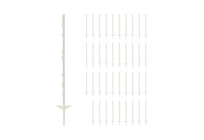 Wiesenfield Zaunpfosten Weidezaunpfähle 103 cm hoch 8 Ösen Metallspitze UV-beständig Weiß 40 von Wiesenfield