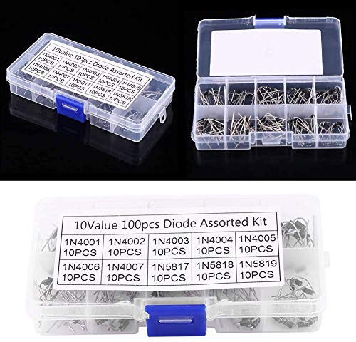 100 stücke 10 Werte Gleichrichter Diode Sortiment Elektronische Kit 1N4001~1N4007 1N5817~1N5819 für Profis Enthusiasten Mit Aufbewahrungsbox von Wifehelper