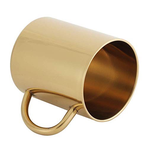 304 Edelstahl Dual Layer Kaffeebecher Kaffeetasse Anti Verbrühungskaffee Bier Teebecher, 400ml(Gold) von Wifehelper