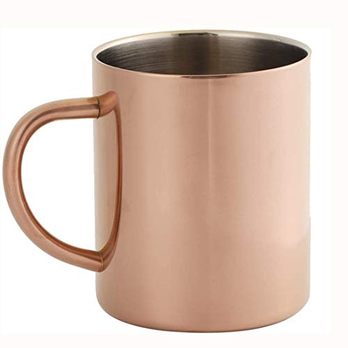 304 Edelstahl Dual Layer Kaffeebecher Kaffeetasse Anti Verbrühungskaffee Bier Teebecher, 400ml(Rose Gold) von Wifehelper