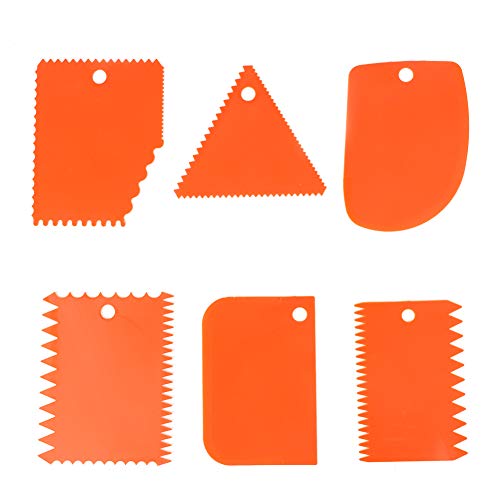 6-teiliger Orangefarbener Kunststoff-Tonschaber Griff Geschnitzte Weiche Tonskulptur DIY-Werkzeug 6-teiliger Keramik-Tonschaber Gezackte Rippen-Werkzeug von Wifehelper